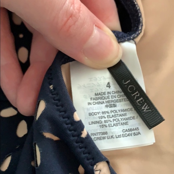 J. Crew Navy Eyelet Lasercut V-Neck Tie One Piece - Picture 7 of 8